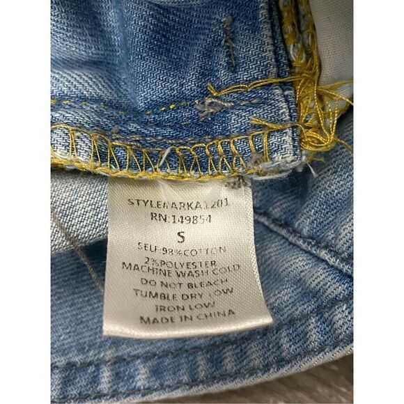 Sadie & Sage Distressed Overalls Cropped Light Wash Women’s Size Small - Picture 4 of 8